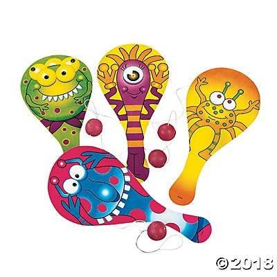 Wooden Monster Paddleball | 12ct - Zurchers