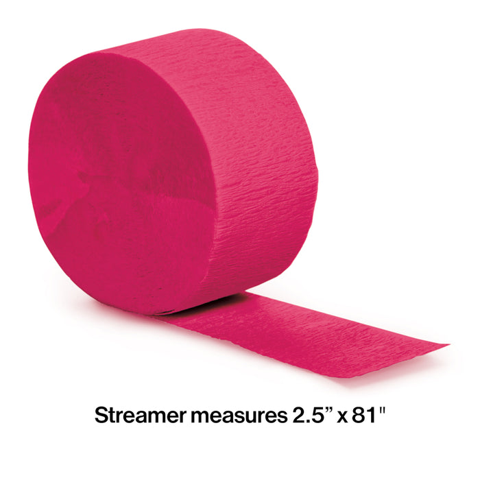 Hot Magenta Crepe Paper Streamer 81ft  | 1ct