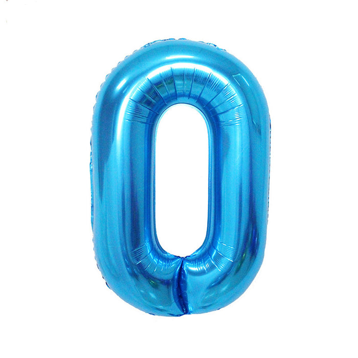 #0 Blue Jumbo Metallic Balloon 34" | 1ct