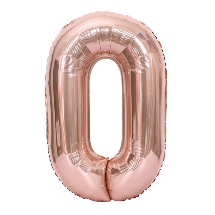 Air Filled Rose Gold Mylar ''0'' Number Balloon, 16" | 1 ct