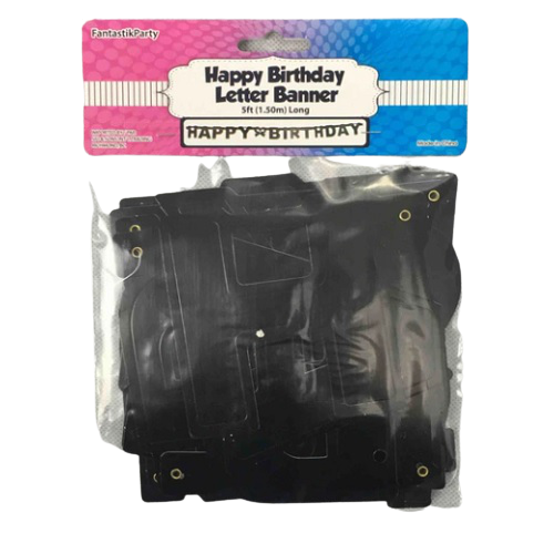 HAPPY BIRTHDAY BLACK BANNER LETTER 5Feet | 1ct