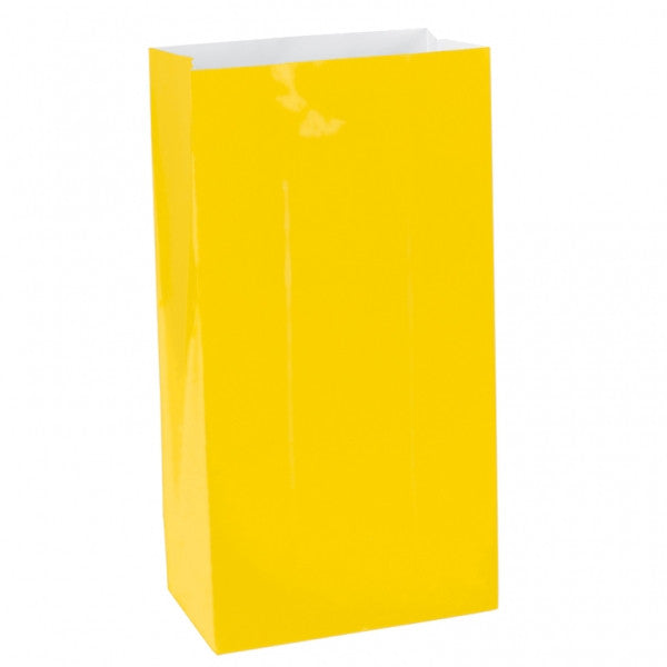 Sunshine Yellow Mini Paper Bags | 12 ct