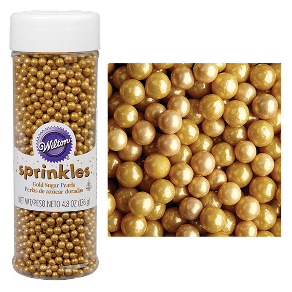 Gold Sugar Pearls 7mm 100g - Cake Decorating Supplies Dubai