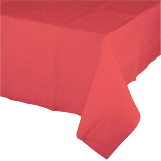 Coral Plastic Tablecover, 54'' x 108'' | 1 ct