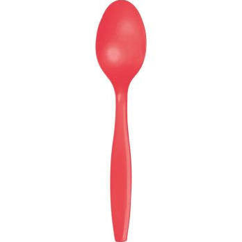 Coral Plastic Spoons | 24 ct