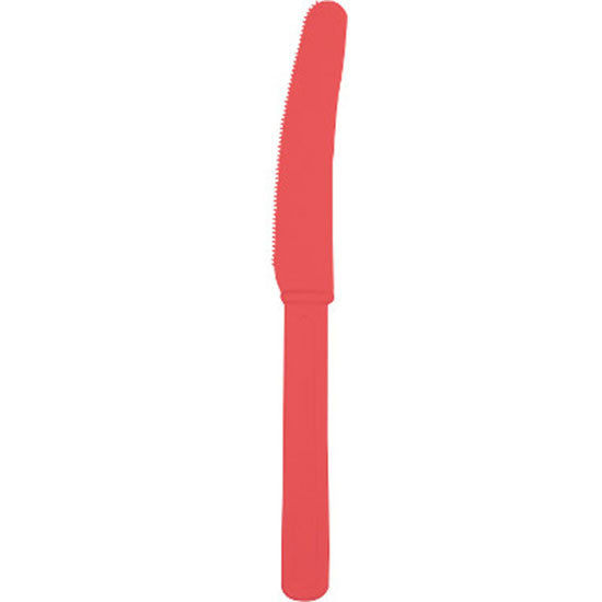 Coral Plastic Knives | 24 ct