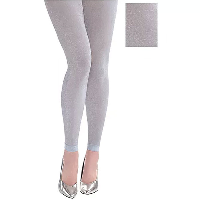 Silver Footless Tights Adult | 1pr