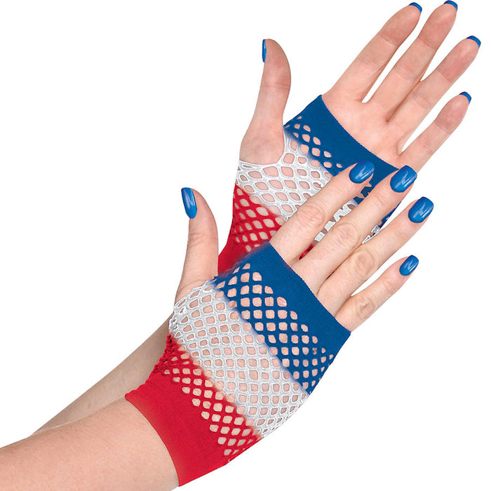 Patriotic Red, White, Fishnet Gloves | 1 ct