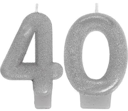 Sparkling Celebration 40th Birthday Candle, 3'' | 1 ct