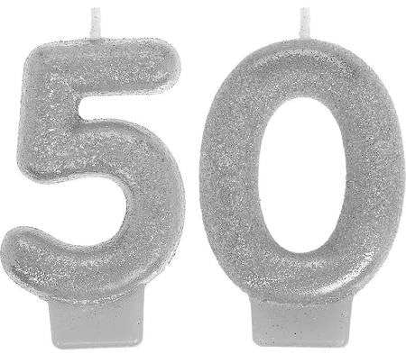 Sparkling Celebration 50th Birthday Candle, 3'' | 1 ct