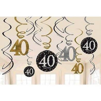 Sparkling Celebration 40th Birthday Swirl Decorations | 12 ct