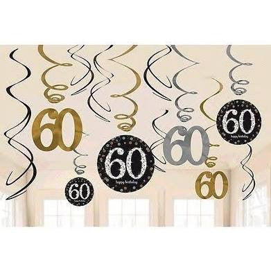 Sparkling Celebration 60th Birthday Swirl Decorations | 12 ct