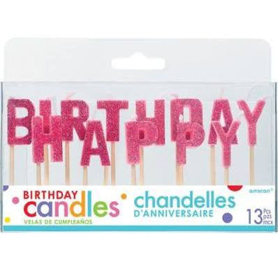 Pink Happy Birthday Pick Candle 