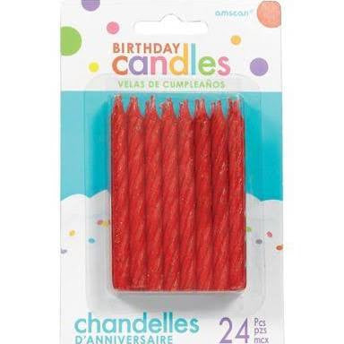 Red Spiral Candles | 24 ct