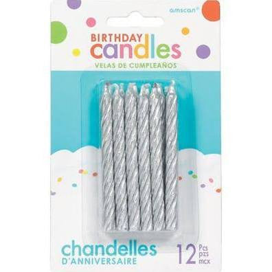 Silver Spiral Candles | 12 ct