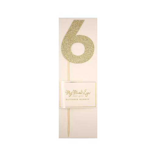 Gold Glitter Number Cake Topper Party Pick No. 6