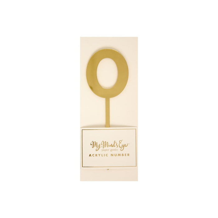 Gold Acrylic Number Cake Topper Party Pick No. 0