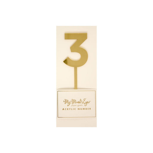 Gold Acrylic Number Cake Topper Party Pick No. 3