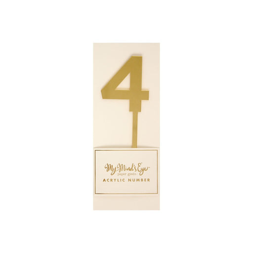 Gold Acrylic Number Cake Topper Party Pick No. 4