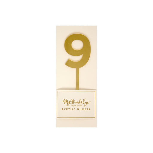 Gold Acrylic Number Cake Topper Party Pick No. 9