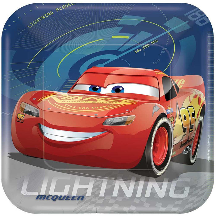 Cars 3 Square Paper Plates, 9'' | 8 ct