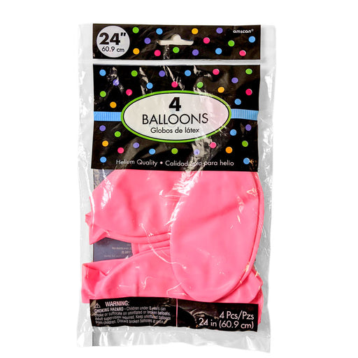 A pack of 4 pink 24 inch latex balloons