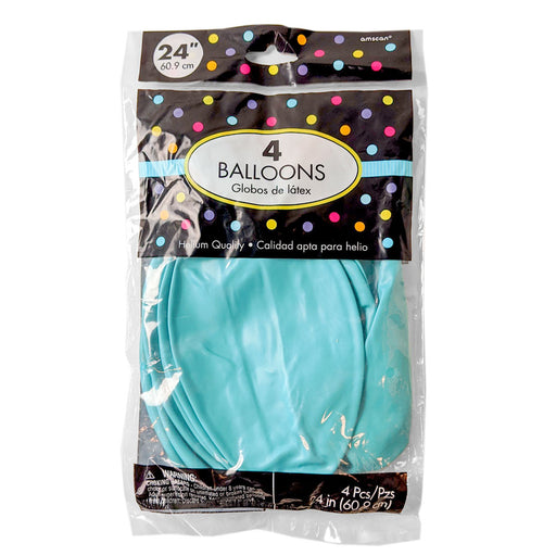 4 pack of 24 inch latex balloons in Caribbean Blue