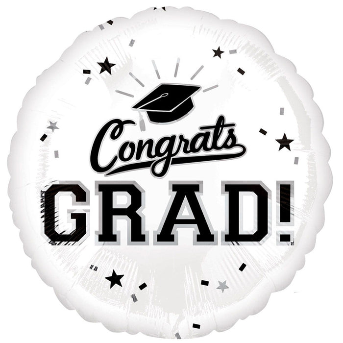 Graduation Congrats White Mylar Balloon 18" | 1 ct