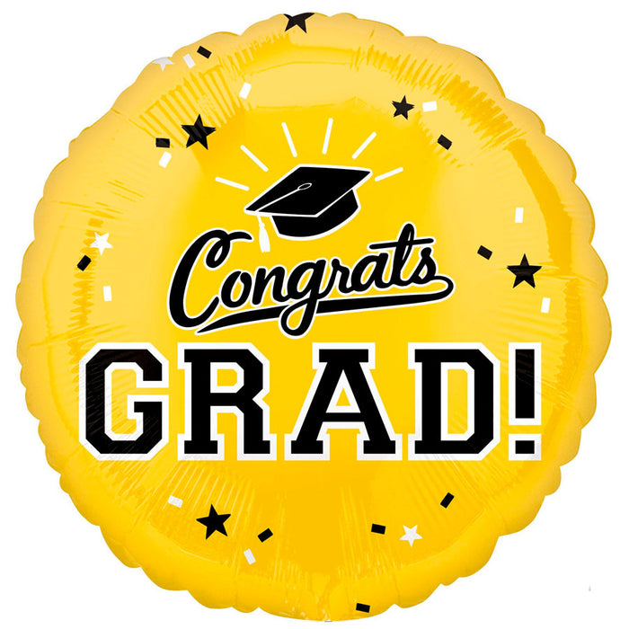 Graduation Congrats Yellow Mylar Balloon 18" | 1ct