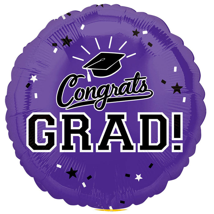 Graduation Congrats Purple Mylar Balloon 18" | 1ct
