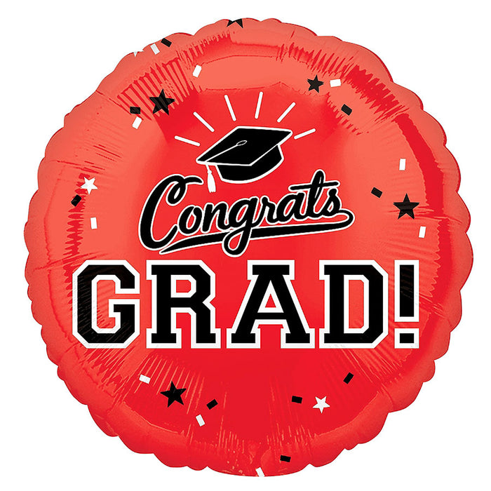 Graduation Red Congrats Mylar Balloon 18" | 1ct