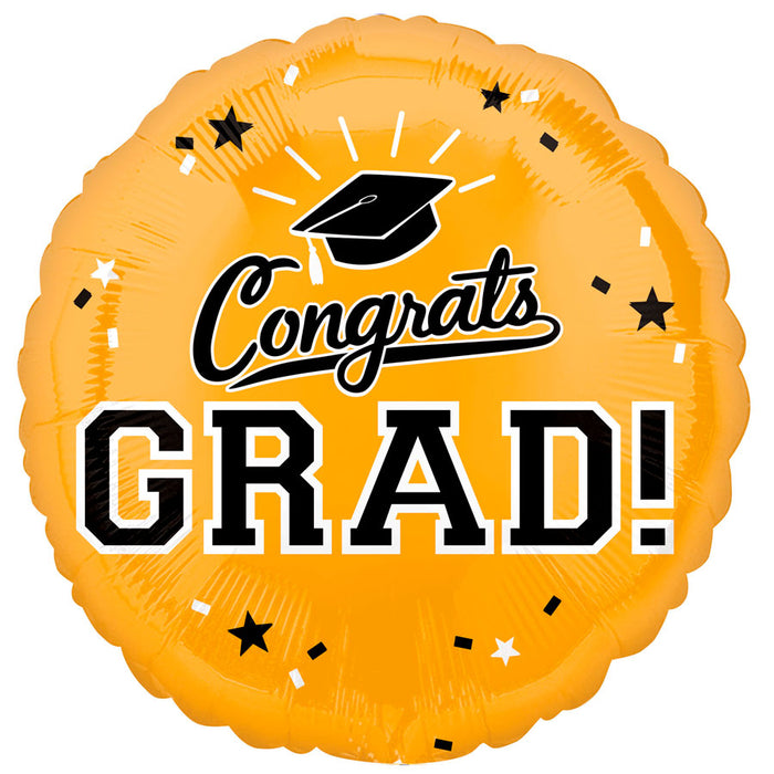 Graduation Congrats Gold Mylar Balloon 18" | 1ct