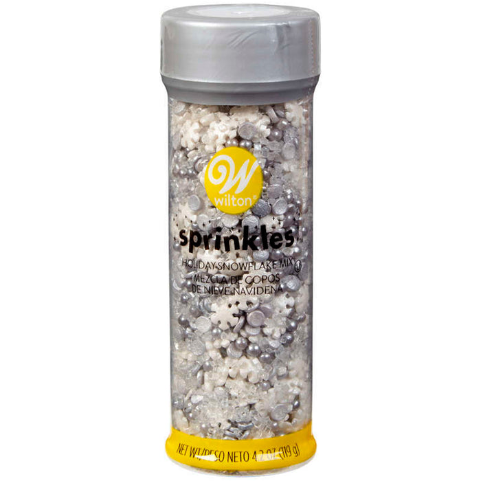 Snowflake Mix Sprinkles Silver and White 4.2oz | 1ct.