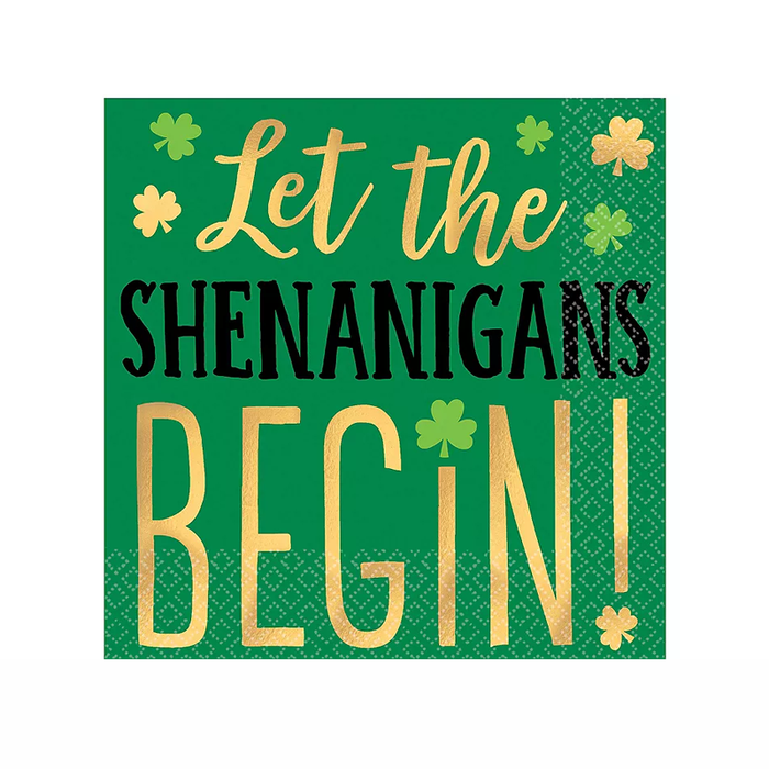 Shenanigans St. Patrick's Day Beverage Napkins | 16ct