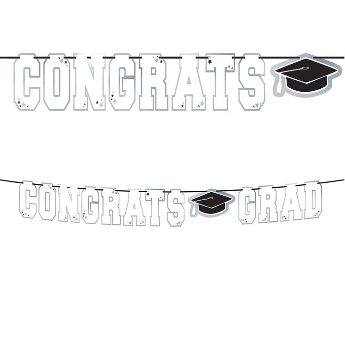Graduation White Congrats Letter Banner 12' | 1ct