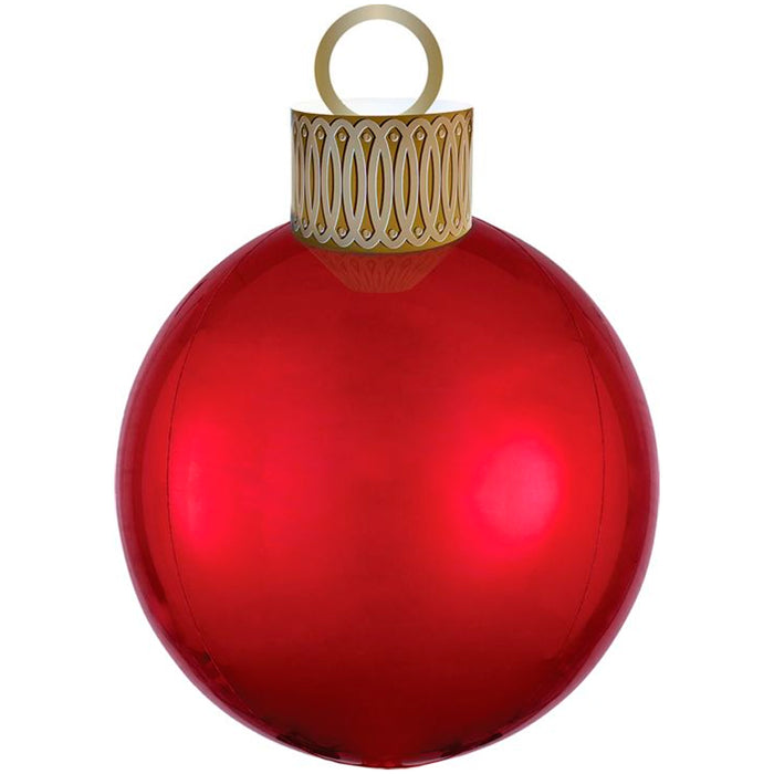 Red Christmas Ornament Balloon Uninflated 20" | 1ct