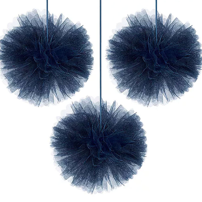 Tulle Fluffy Decorations Navy 12" | 3 ct