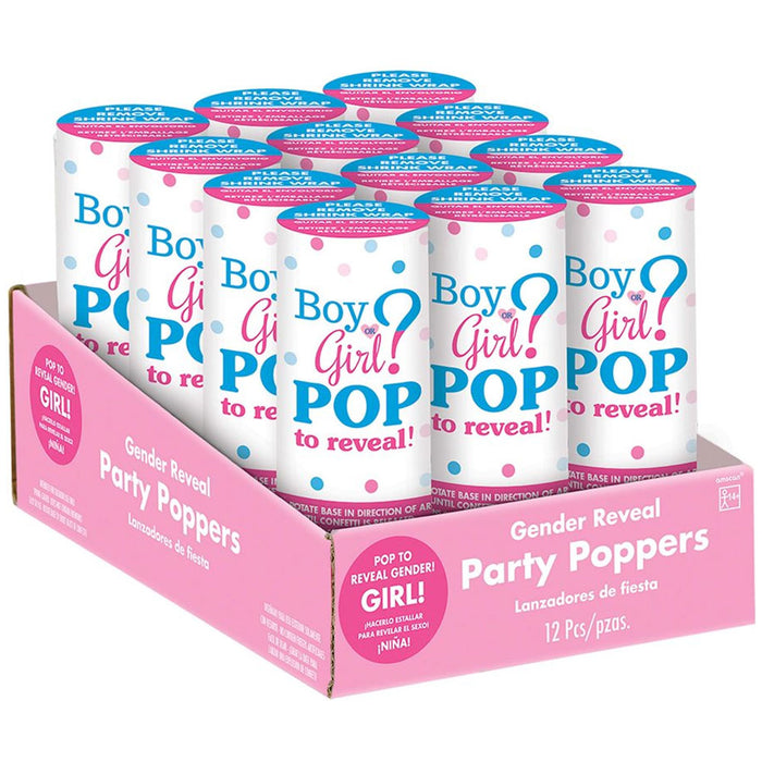Pink Foil Confetti Poppers | 12 ct