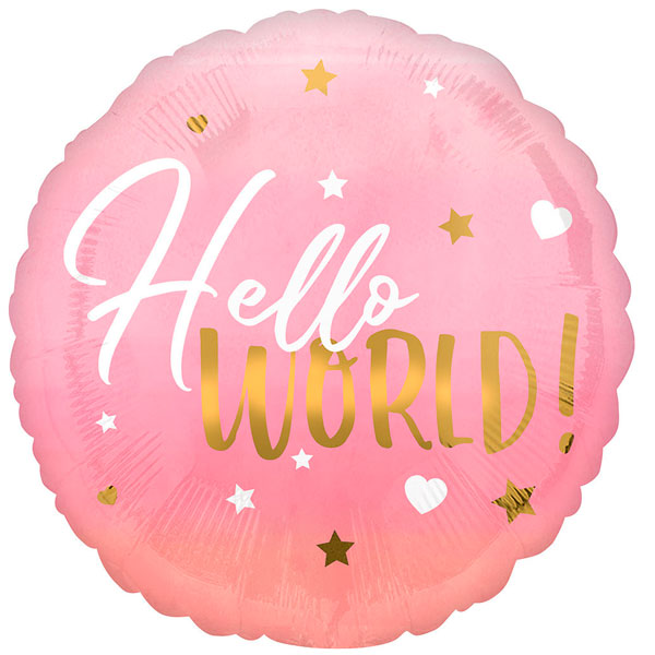 Hello World Pink Mylar Balloon 18" | 1ct