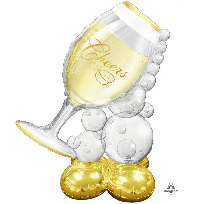 Bubbly Wine Glass AirLoonz Balloon Uninflated 60" | 1ct