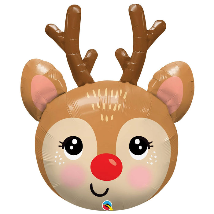 Christmas Adorable Red Nose Reindeer Supershape Mylar Balloon 35"′′ | 1ct