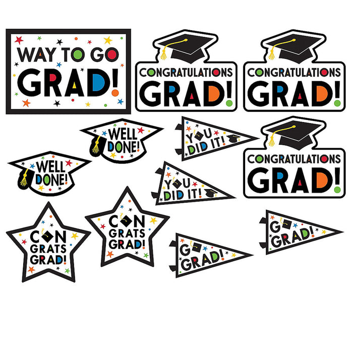 Graduation Multicolor Congratulations Cutouts | 12ct