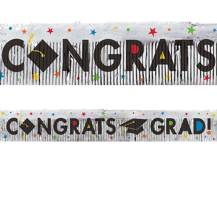 Graduation Multicolor Congrats Fringe Banner | 1ct