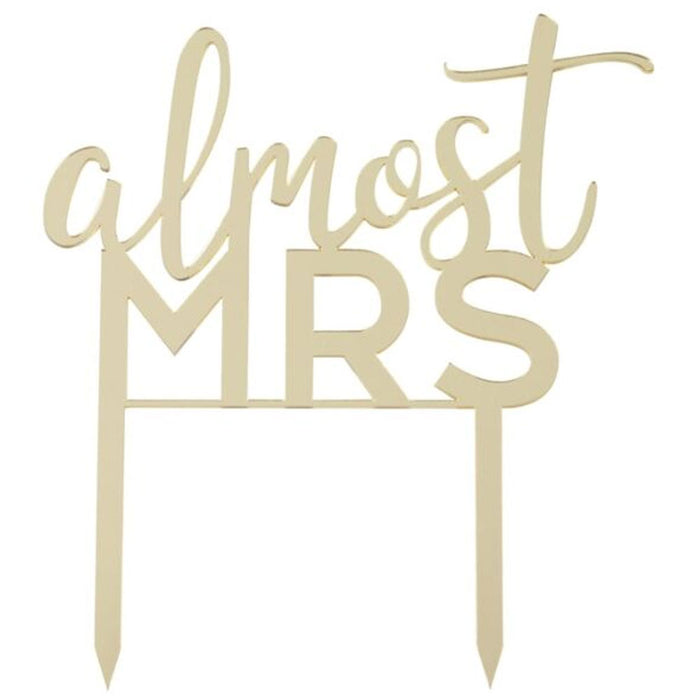 Almost Mrs. Gold Acrylic Hen Party Cake Topper | 1ct