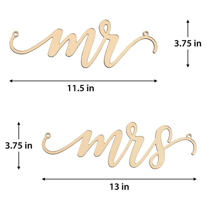 Gold Laser Cut Mr and Mrs Chair Signs | 1 pr