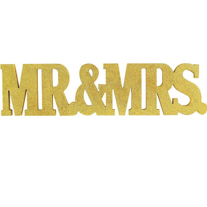 Mr. and Mrs. Glitter Gold Block Letter Sign 22" | 1ct