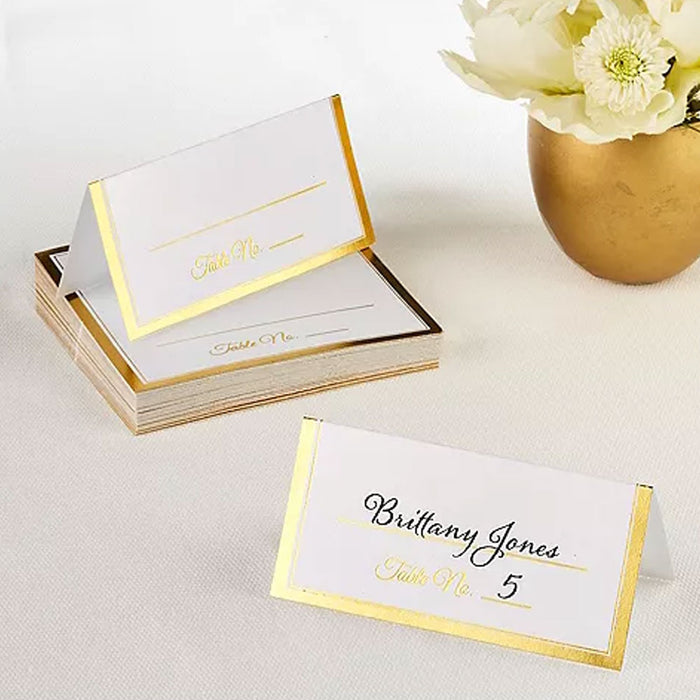 Gold Border Place Cards 4"x2" | 50ct