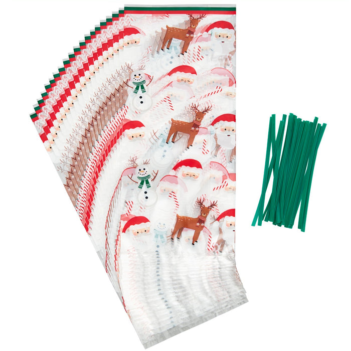Snowman/Santa/Reindeer Treat Bags and Ties | 20 Ct