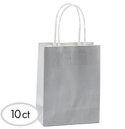 Silver Small Paper Gift Bags 8"  | 10 ct