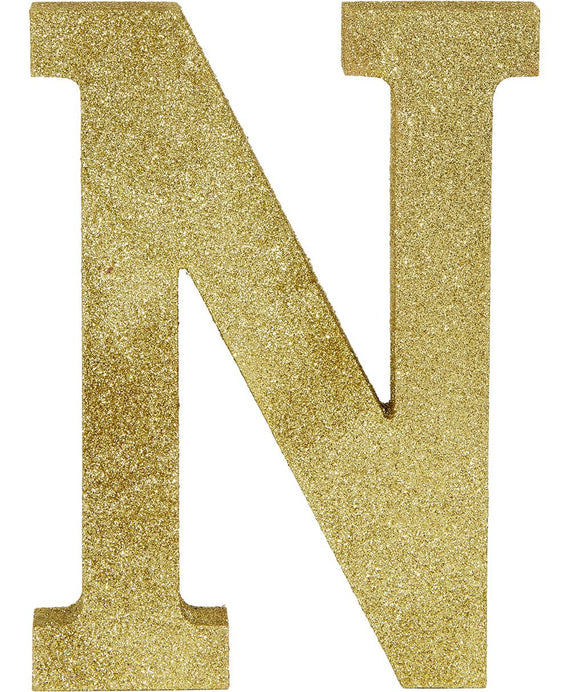 Glitter Gold Decorating Letter N | 1 ct